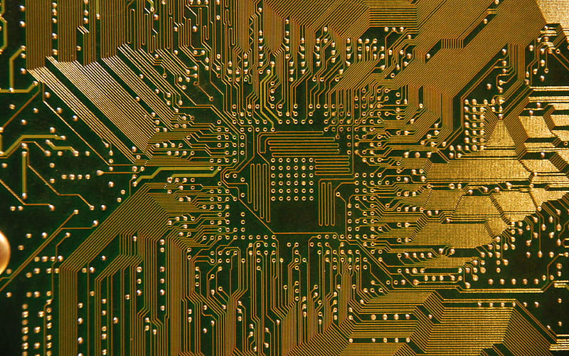 chip textures, close-up, microcircuit, golden microcircuit, microchip, computer chip, macro, chip, HD wallpaper