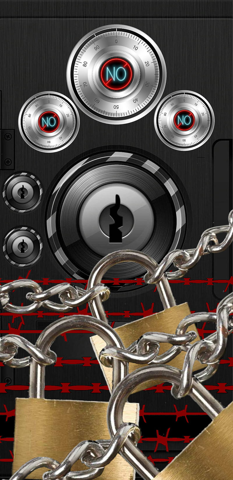 Ultimate lock, barbed wire, chains, combination, dial, key, lock, lockscreen, padlock, vault, HD phone wallpaper