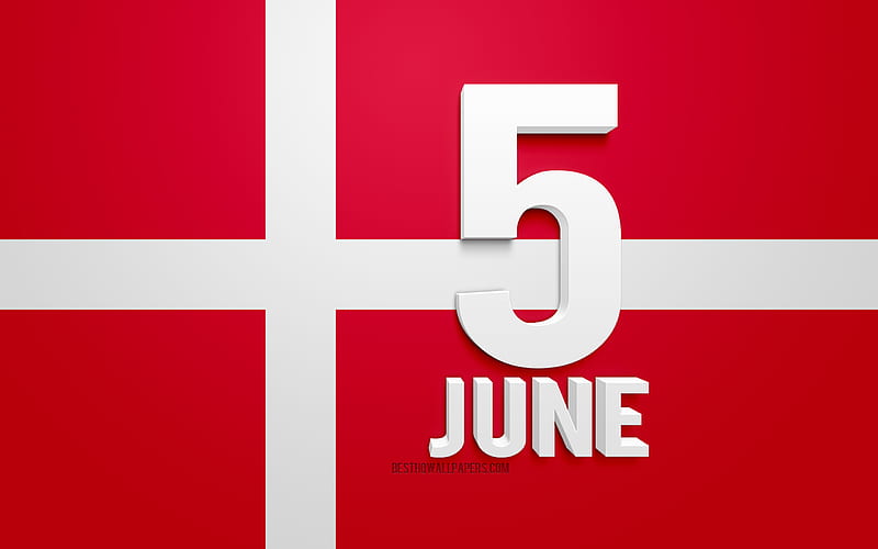 5 June, Grundlovsdag, Denmark, Constitution Day, Public holidays in Denmark, 3d art, flag of Denmark, national holidays, HD wallpaper