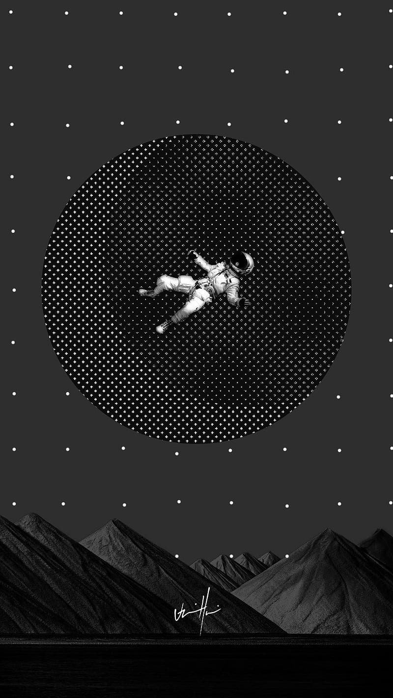Abstract astronaut, amoled, astronauts, black and white, goood, iphone, minimal, pattern, HD phone wallpaper