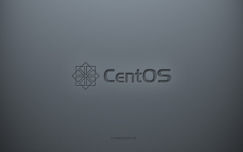 CentOS logo, gray creative background, CentOS emblem, gray paper texture, CentOS, gray background, CentOS 3d logo, HD wallpaper