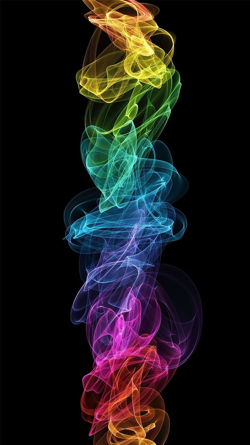 rainbow smoke, abstract, black, blue, colored, smoke, HD phone wallpaper