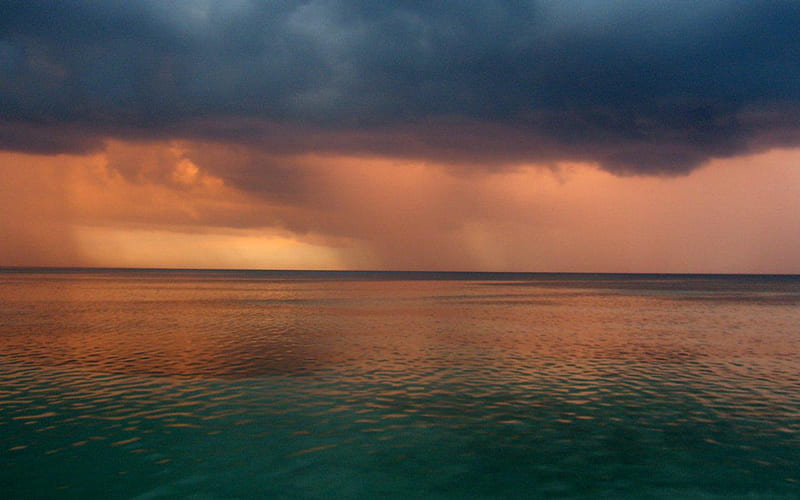 JAMAICAN RAIN, ocean, jamaican, rain, clouds, sky, stormy, HD wallpaper