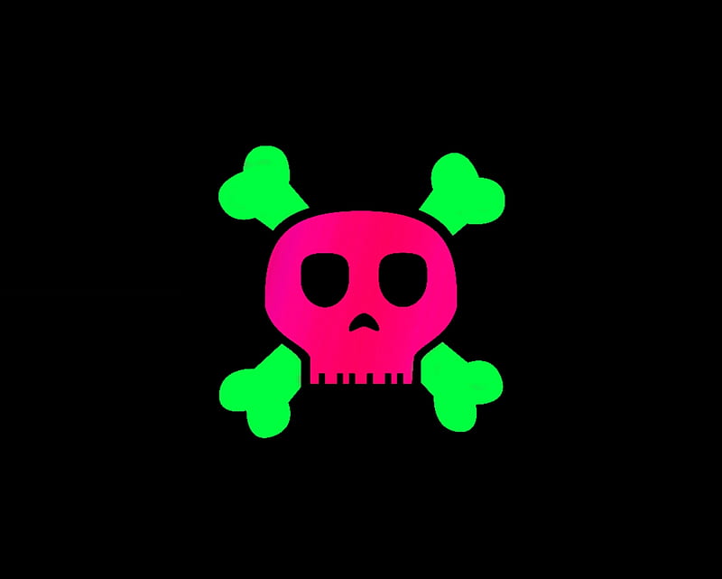 green pink skull, gizzzi, green, black, labrano, skull, pink, lime, HD wallpaper