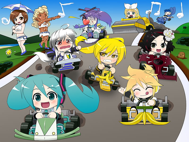 vocaloid racing!, race, singers, vocaloids, anime, HD wallpaper
