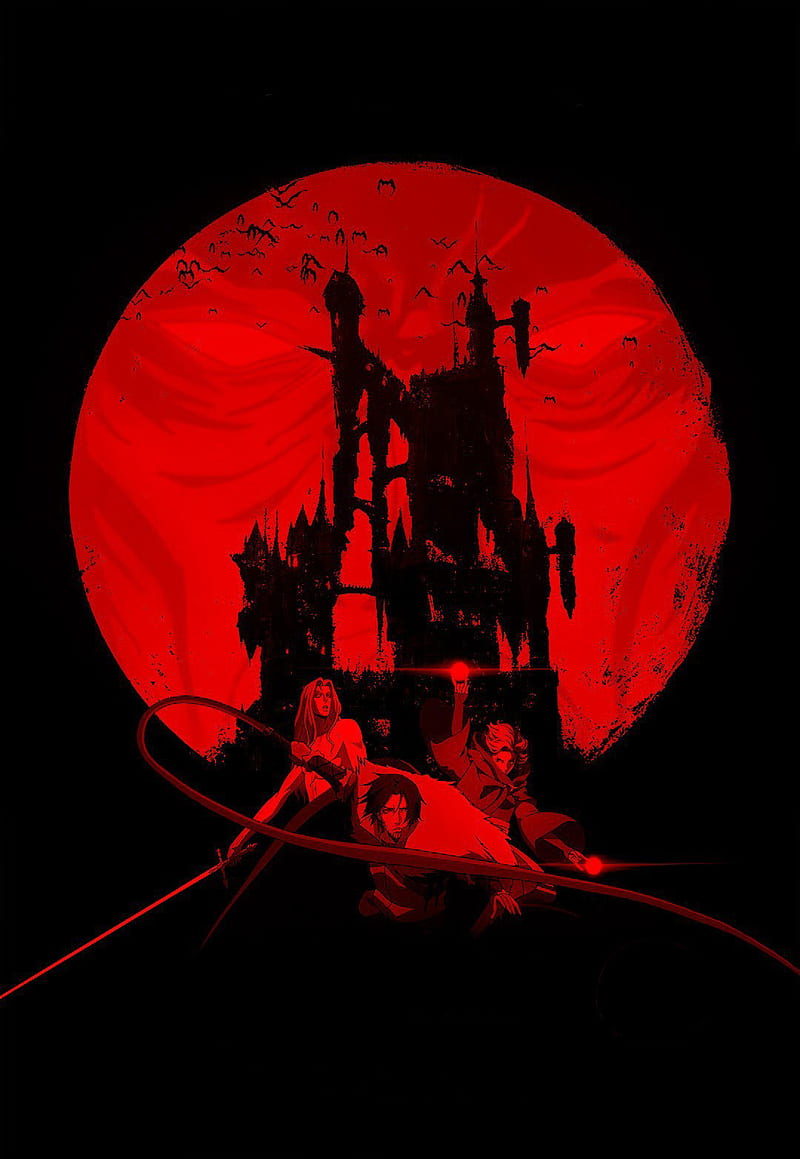Castlevania Netflix2, red, king, castlevania, anime, netflix, amoled, black, dark fantasy, fantasy, HD phone wallpaper