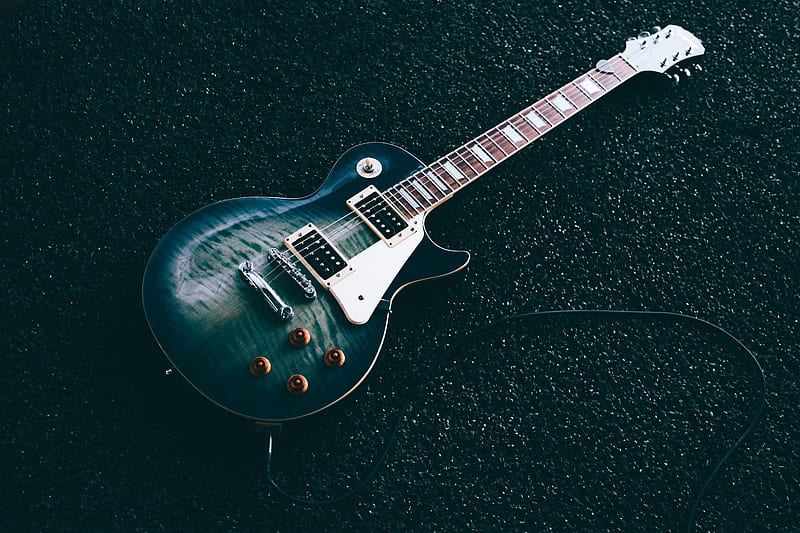 electric guitar, guitar, music, musical instrument, blue, HD wallpaper