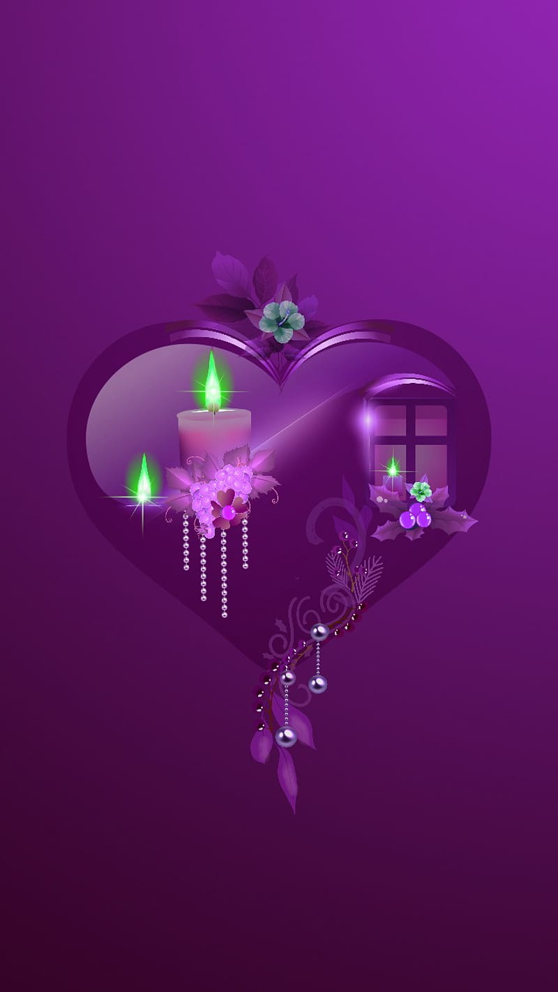Purple heart candle, candle, desenho, heart, purple, HD phone wallpaper ...