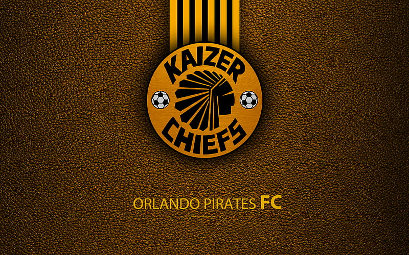 Kaizer Chiefs FC leather texture, logo, South African football club, orange black lines, emblem, Premier Soccer League, PSL, Johannesburg, South Africa, football, HD wallpaper
