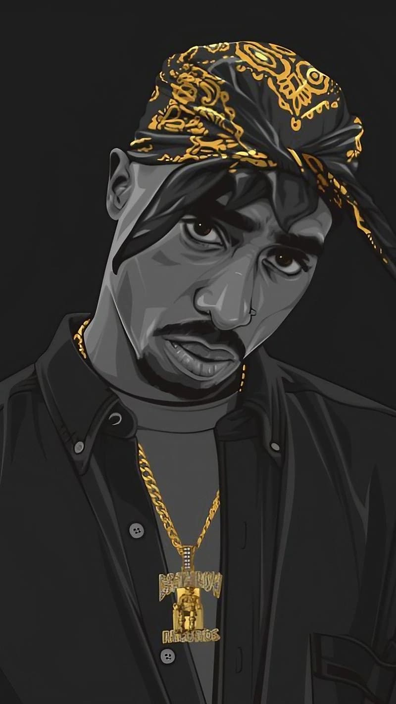 Best Hip Hop, Tupac Black And Golden Art, american rapper, HD phone wallpaper