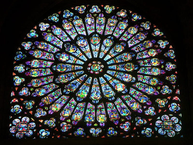 Great Rose, window, Notre Dame, stained glass, colors, light, HD wallpaper