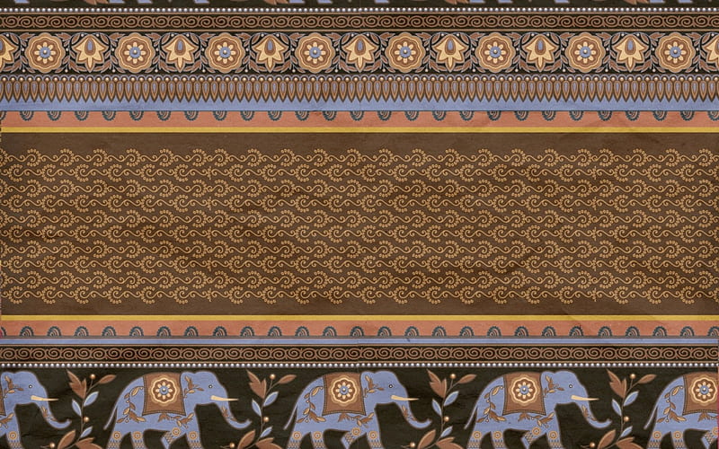 Texture, pattern, brown, orange, elephant, indian, paper, blue, HD wallpaper