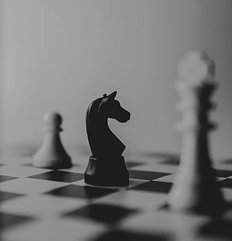 heathercooper: white chess pieces, 3d, black background, minimalistic, 8k,  UHD