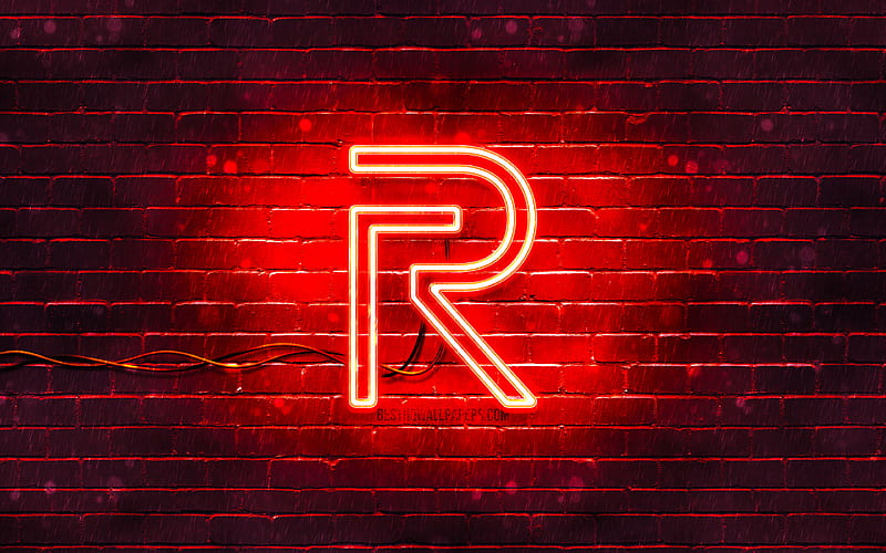 Realme red logo, , red brickwall, Realme logo, brands, Realme neon logo, Realme, HD wallpaper
