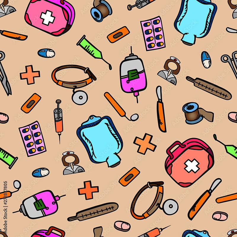 Pattern medicine color treatment pills equipment seamless background doodle  pharmacy sketch Stock Vector, HD phone wallpaper | Peakpx