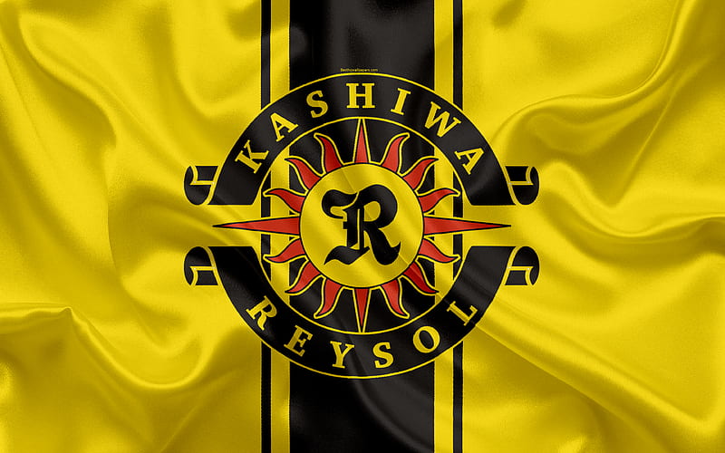 Kashiwa Reysol Japanese football club, logo, emblem, J-League, football, Kashiwa, Chiba, japan, silk flag, League Division 1, Japan Football Championship, HD wallpaper