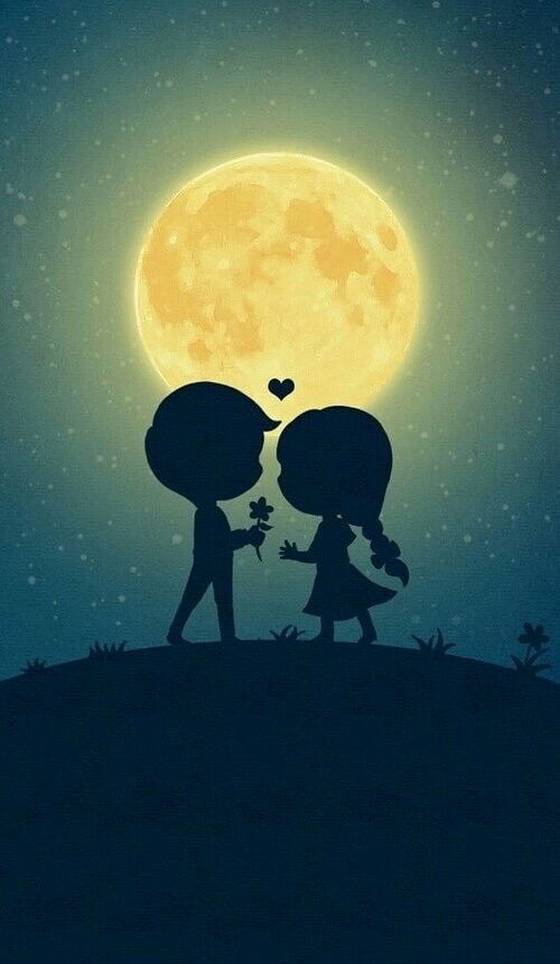 love you, boy, girl, lights, me, moon, night, road, ships, star, HD phone wallpaper