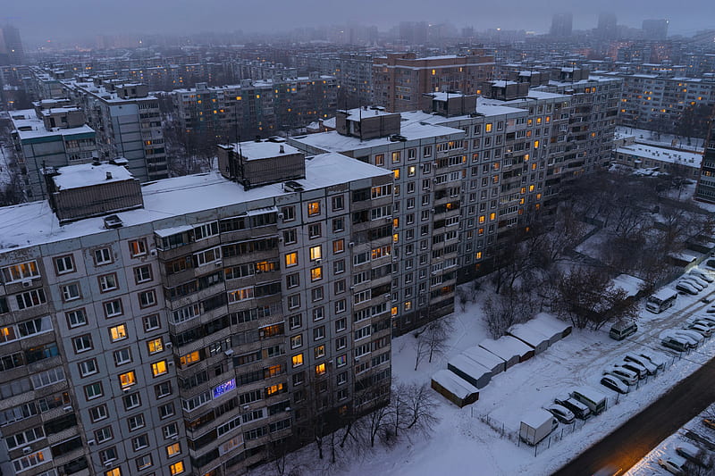 Cities, City, Cityscape, Night, Russia, Snow, Winter, HD wallpaper