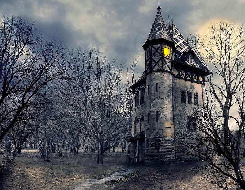 Haunted Castle, architecture, halloween, love four seasons, haunted, attractions in dreams, creative pre-made, castles, ghost, spooky, HD wallpaper