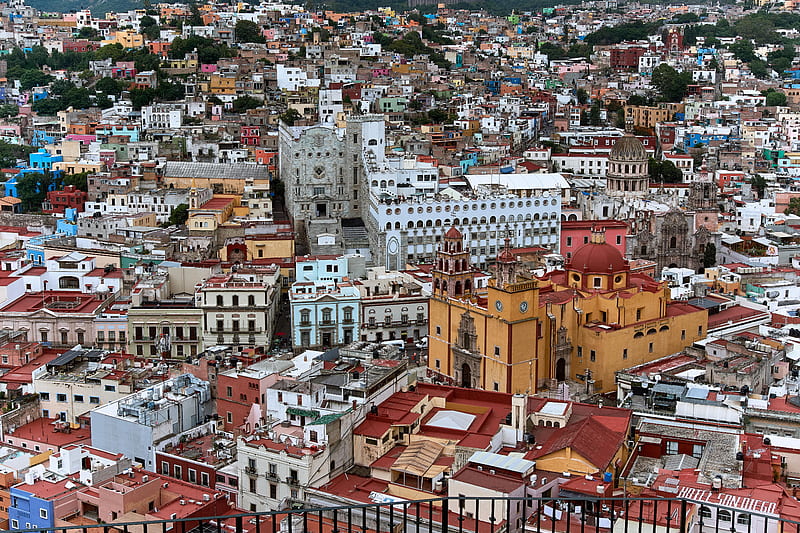 aerial graphy Guanajuato City in Mexico during daytime, HD wallpaper