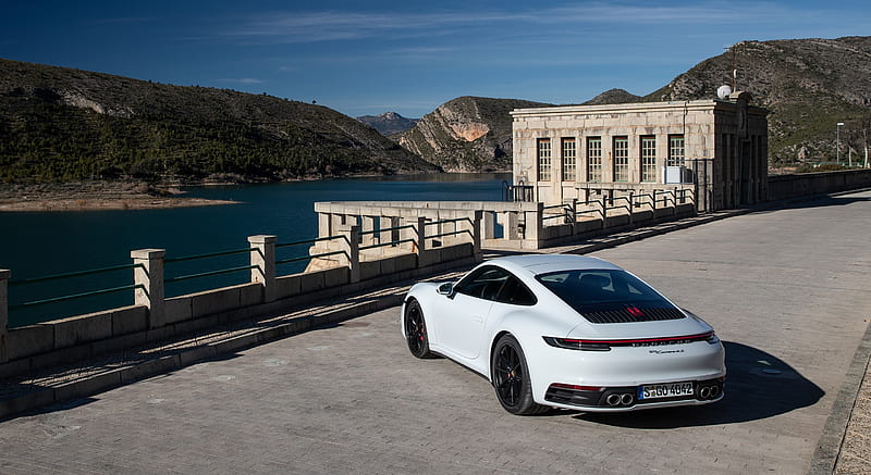 2020 Porsche 911 4S (Color: Carrara White Metallic) - Rear Three