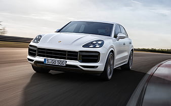 Porsche Cayenne, Turbo, 2018 new white Cayenne, luxury SUVs, sports crossovers, Porsche, HD wallpaper