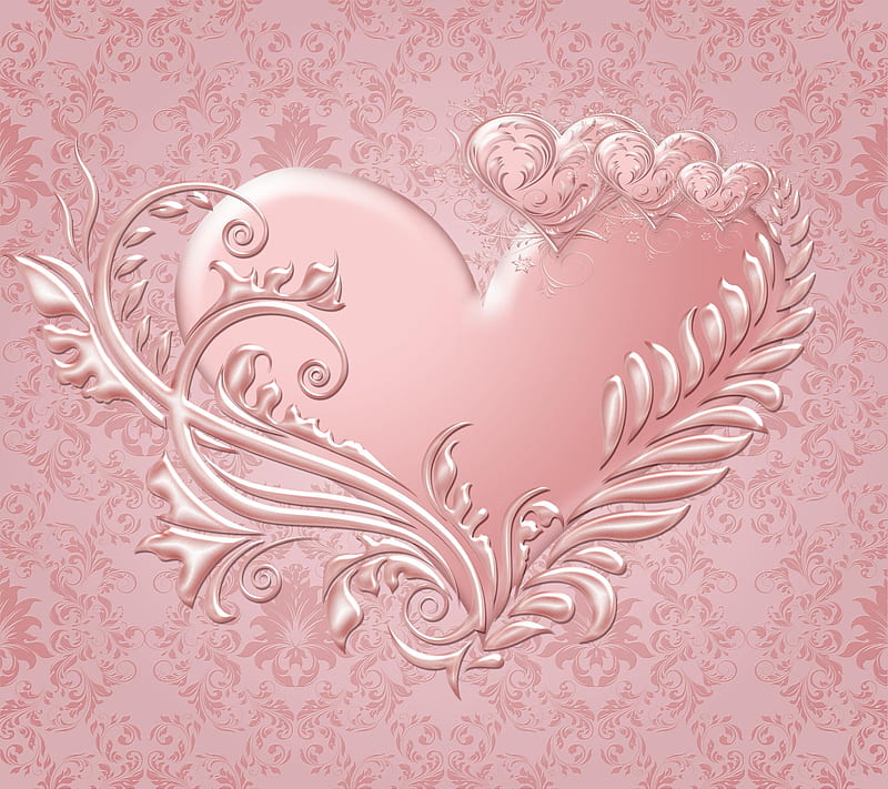 Pink Hearts, background, love, valentine, HD wallpaper