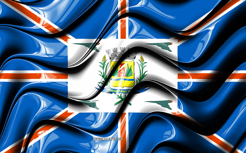 Araguari Flag Cities of Brazil, South America, Flag of Araguari, 3D art, Araguari, Brazilian cities, Araguari 3D flag, Brazil, HD wallpaper