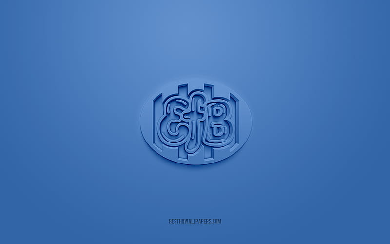 Esbjerg FB, creative 3D logo, blue background, 3d emblem, Danish football club, Danish Superliga, Esbjerg, Denmark, 3d art, football, Esbjerg FB 3d logo, HD wallpaper