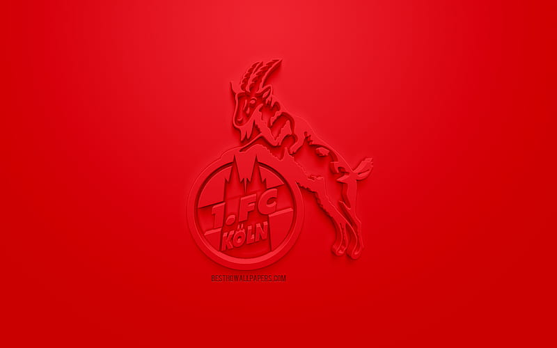 FC Koln, creative 3D logo, red background, 3d emblem, German football club, Bundesliga 2, Cologne, Germany, 3d art, football, stylish 3d logo, HD wallpaper
