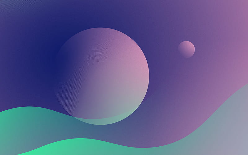 abstract waves, sphere, curves, creative, purple background, art, HD wallpaper