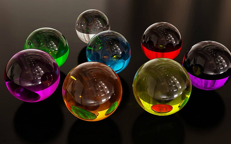 spheres of many color, 3d, cool, spheres, fun, abstract, HD wallpaper