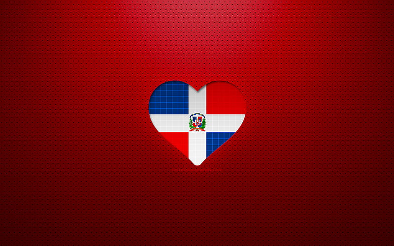 I Love Dominican Republic North American countries, red dotted background, Dominican flag heart, Dominican Republic, favorite countries, Love Dominican Republic, Dominican flag, HD wallpaper