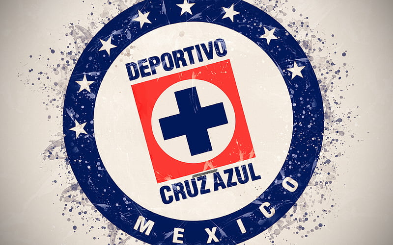 Cruz Azul paint art, creative, Mexican football team, Liga MX, logo, emblem, white background, grunge style, Mexico City, Mexico, football, HD wallpaper