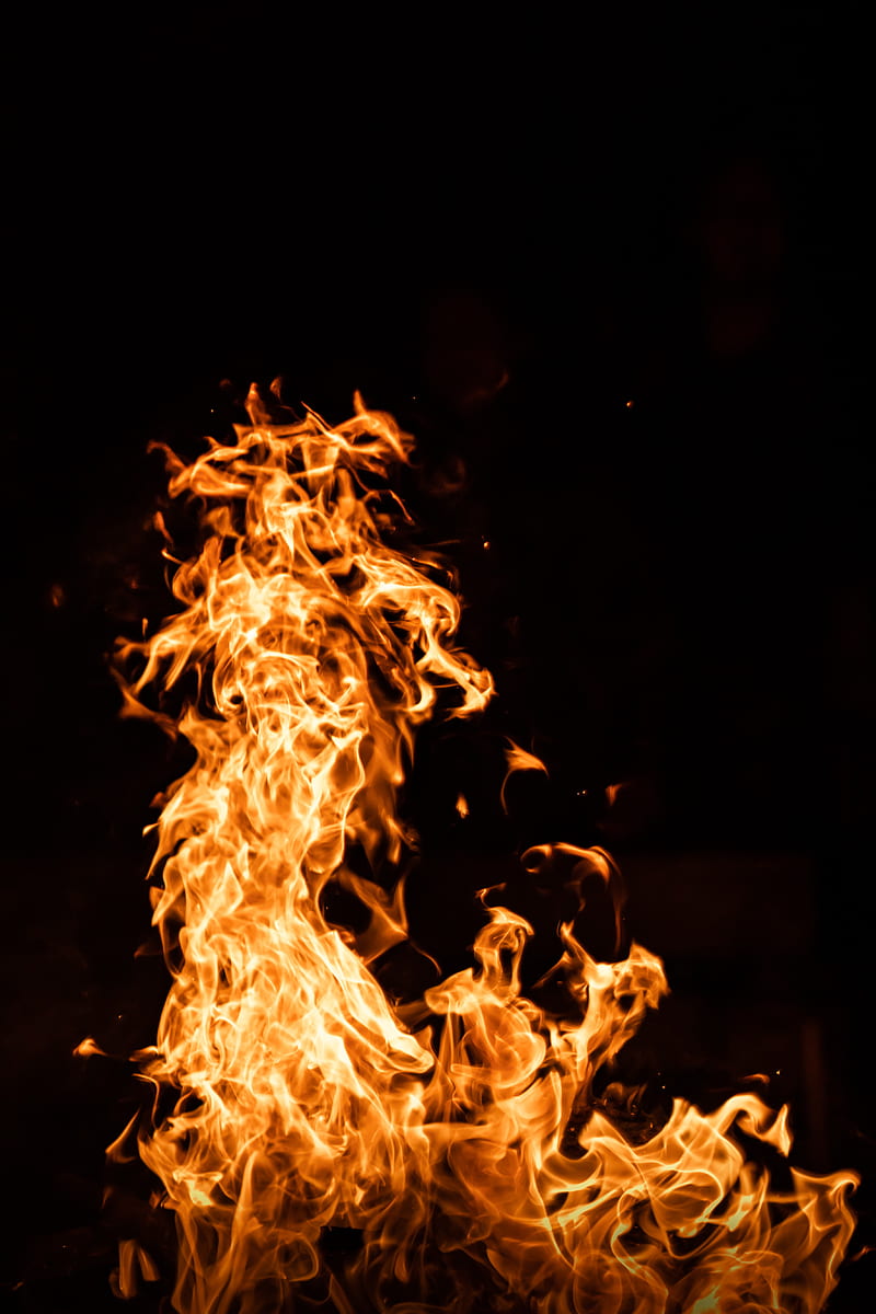 flame, fire, element, dark, HD phone wallpaper