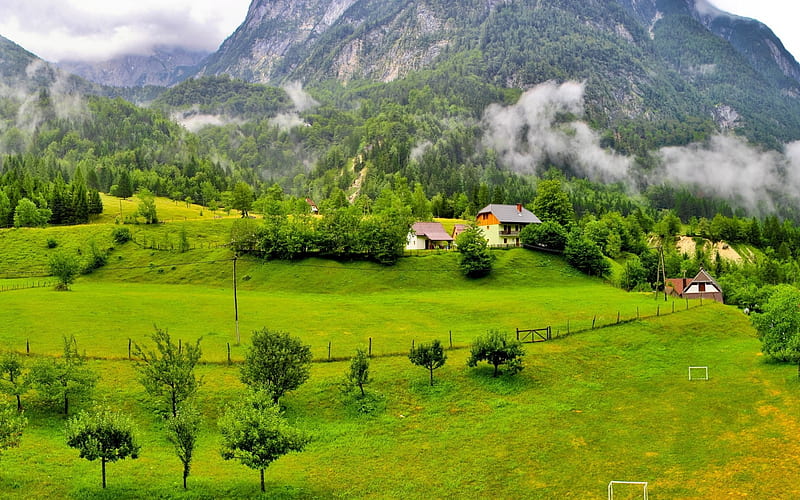Green Village, Summer, Villages, Switzerland, Nature, Mountains, Cityscapes, Grassy, Green, Landscapes, HD wallpaper