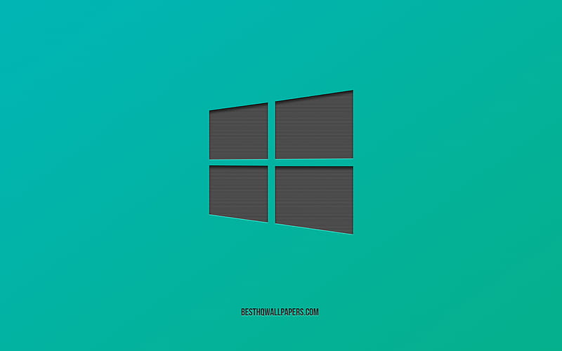 Windows 10, logo, green background, metal emblem, creative stylish art, Windows, operating system, HD wallpaper