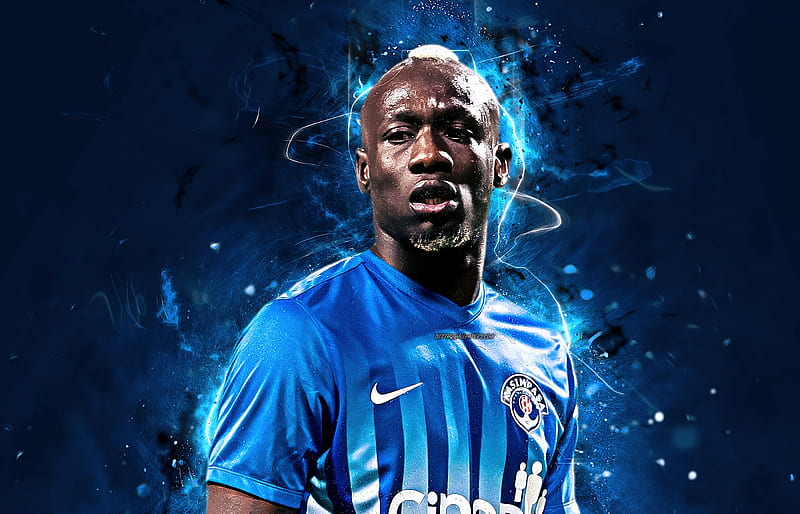 Mbaye Diagne, forward, senegalese footballers, Kasimpasa FC, soccer, Diagne, Turkish Super Lig, neon lights, abstract art, HD wallpaper