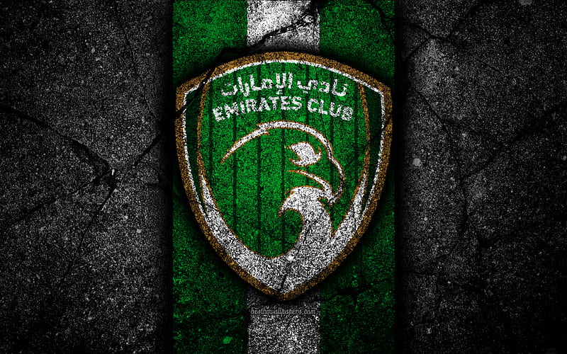 Emirates Club FC, emblem, UAE League, soccer, football club, UAE, logo, Emirates Club, creative, asphalt texture, FC Emirates Club, HD wallpaper