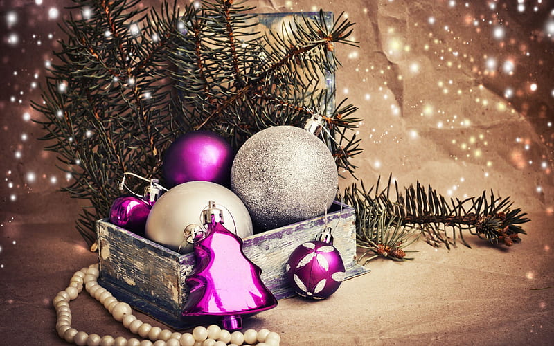 Christmas, xmas tree, New Year, fir-tree, christmas decorations, Happy New Year, xmas, HD wallpaper
