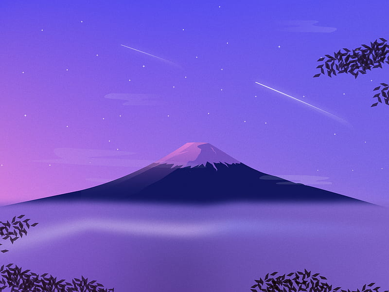 Mount Fuji Minimal, mount-fuji, mountains, artist, artwork, digital-art, minimalism, minimalist, dribbble, illustration, HD wallpaper