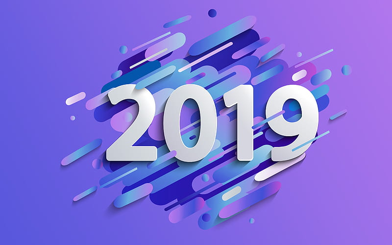 2019 New Year Purple Abstract Vector, HD wallpaper
