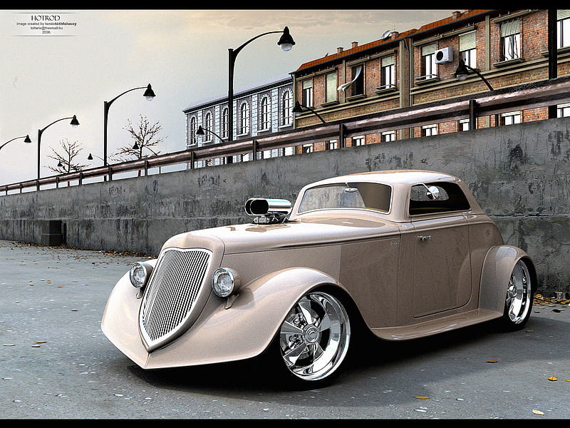 Super Custom, blower, antique, car, hot, rod, custom, classic, wheels, HD wallpaper