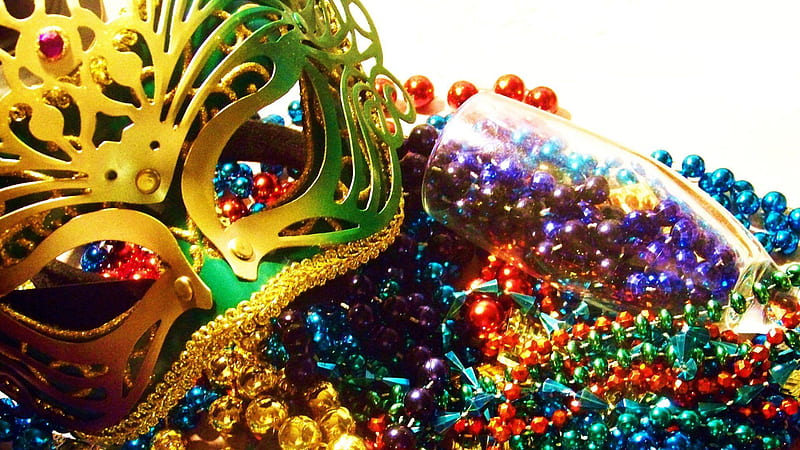 Mask With Beads Mardi Gras, HD wallpaper