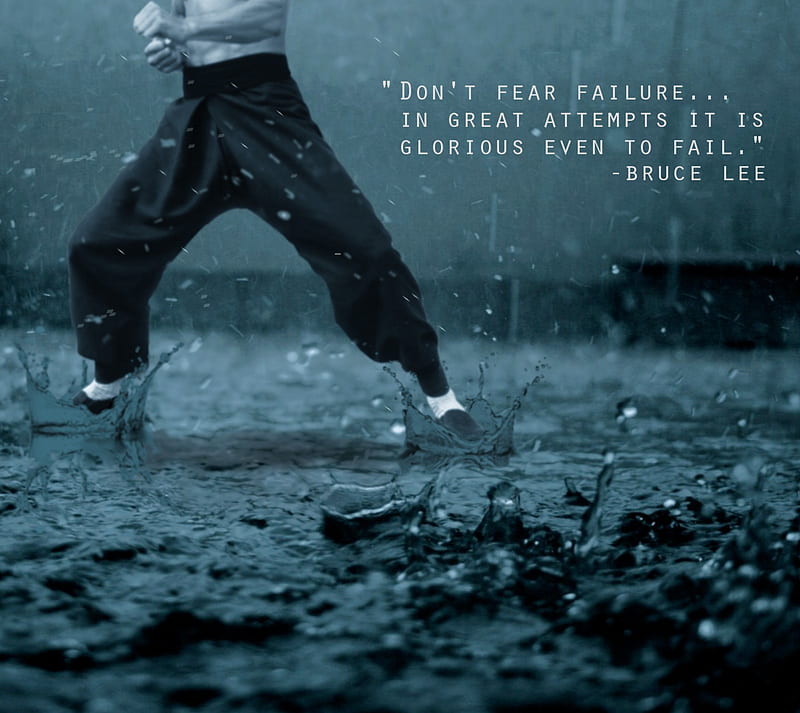 Bruce Lee, attempt, failure, fear, rain smell, HD wallpaper