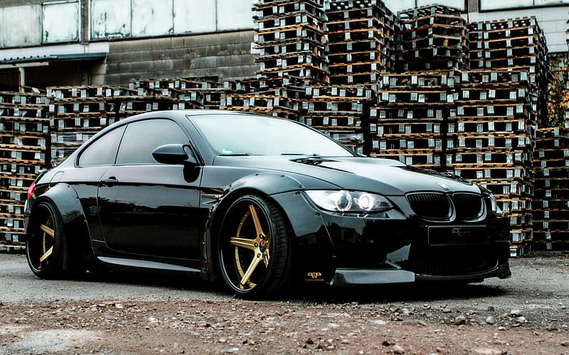 coupe, e92, pp exclusive, bmw m3, tuning, sports car, black bmw, HD wallpaper