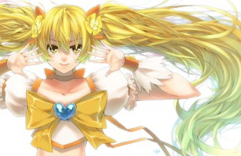 Cure Sunshine Blond Magical Girl Pretty Cure Twin Tail Anime Hot Anime Girl Hd Wallpaper