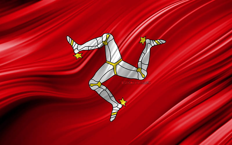 Isle of Man flag, European countries, 3D waves, Flag of Isle of Man, national symbols, Isle of Man 3D flag, art, Europe, Isle of Man, HD wallpaper