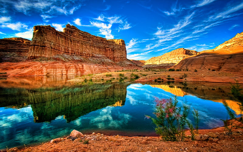Glen Canyon, Colorado River R, beautiful nature, mountains, desert, canyon, America, USA, american landmarks, HD wallpaper