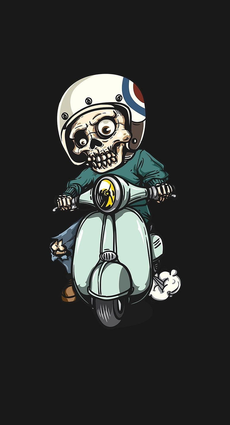 Funny Biker, art, bike, cute, helmet, humour, ride, skeleton, skull, HD  phone wallpaper | Peakpx